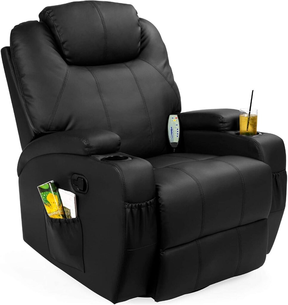 Best Choice Products Executive Faux Leather Swivel Electric Glider Massage Recliner